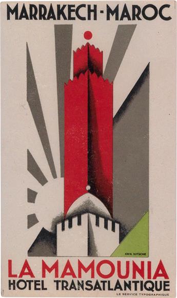 ERIK NITSCHE (1908-1998). [LUGGAGE LABELS.] Group of 12 labels. Circa 1929. Sizes vary.